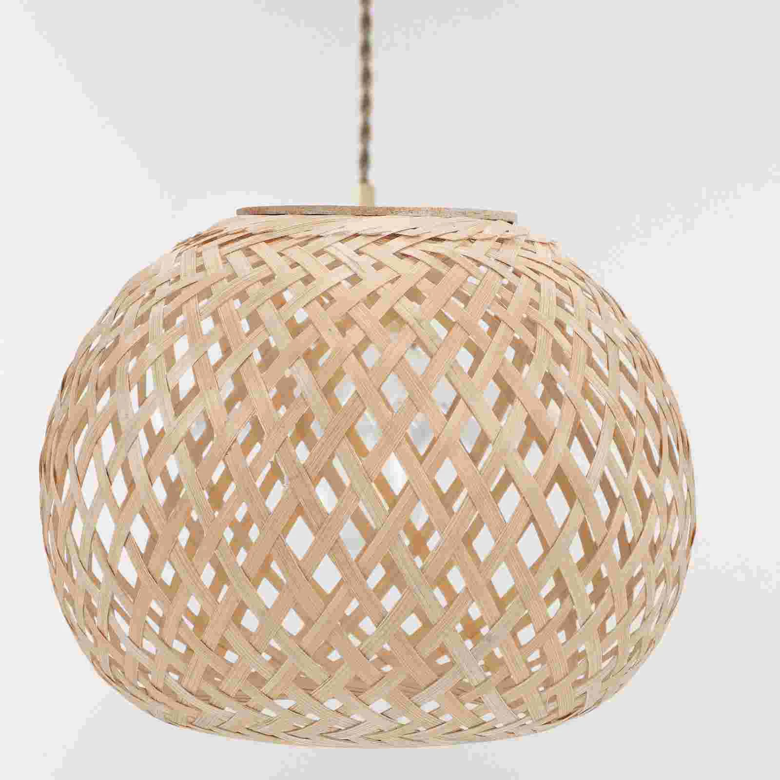 Абажур для лампы Подвесные абажуры из бамбуковой ткани, абажур для подвесной люстры в деревенском стиле, плетеные из ротанга, абажуры для люстр в деревенском стиле