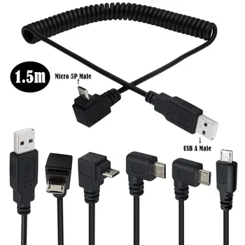 1,5 м USB2.0 к Micro USB Локоть, Удлинитель для зарядки Android, Автомобильный Рекордер, Пружинный кабель, выдвижной