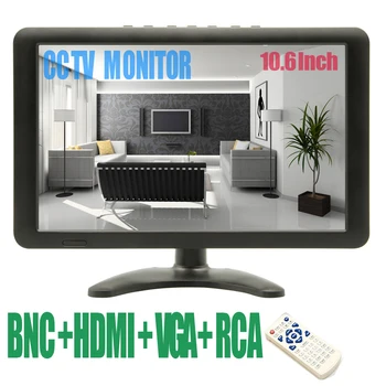 10,6-Дюймовый Монитор ВИДЕОНАБЛЮДЕНИЯ Mini TV Computer PC Monitor 1280x768 LCD С HDMI, VGA, AV, BNC Для Камеры Видеонаблюдения Заднего Вида Автомобиля