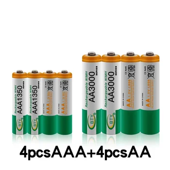 100% Новые 1,2 В AA 3000 мАч NI-MH аккумуляторные батареи + батарея AAA 1350 мАч с возможностью замены 1,2 В AAA 