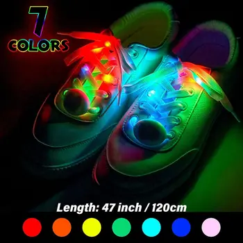 120 см Светодиодные спортивные Светящиеся шнурки для обуви Светящиеся шнурки для обуви Круглая вспышка Шнурки для обуви Батарейки Без галстука Ленивые шнурки для обуви Декор вечеринки