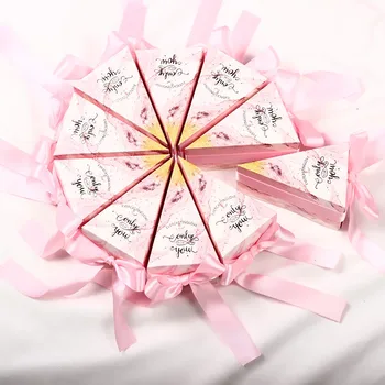 2019 новые свадебные коробки для конфет в форме торта с мраморной печатью, подарочные футляры розового и винно-красного цветов с лентами, поставка для вечеринок casamento dec