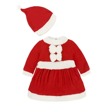 2020 Рождественское платье для маленьких девочек, шляпа, Рождественские Подарочные наборы, Флисовая одежда для девочек, Кружевная одежда Bebe, Костюмы Санта-Клауса, комбинезон