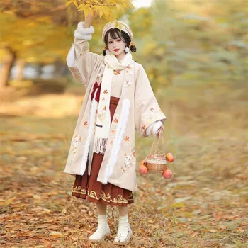 2023, Женский зимний комплект Han Element от династии Сун Хань, длинное платье Maple Snow Rabbit, повседневная юбка с лошадиным лицом, костюм Hanfu