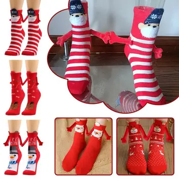 2023 Милый Рождественский Подарок Магнитные Носки Носки Для Рук Рождественские Носки Для Пары Забавные Креативные Носки Средней Длины Из Чистого Хлопка