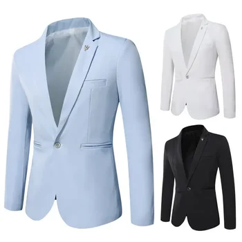 2023 Новый мужской однотонный повседневный костюм на одной пуговице Корейской версии Slim Fit Single Suit Coat Мужской топ