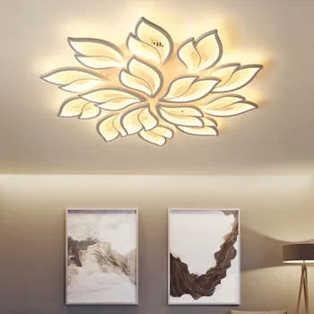 2023 Современный минималистичный светодиодный потолочный светильник Nordic Creative Спальня Столовая Кухня Акриловая люстра Maple Leaf Внутреннее освещение