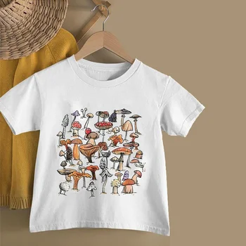 2024 Футболка с рисунком Гриба для маленьких мальчиков и девочек, Летняя детская одежда с коротким рукавом, модная футболка с винтажным принтом