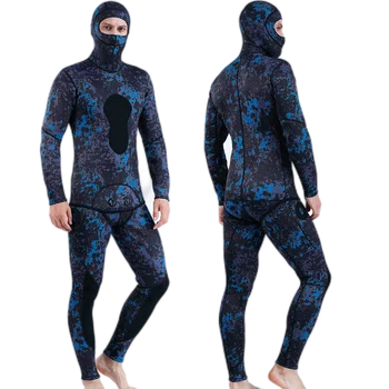 3 мм неопреновый гидрокостюм Мужской камуфляжный костюм для дайвинга с капюшоном, подводное плавание, подводная охота, зимний термальный комплект из 2 предметов, купальник