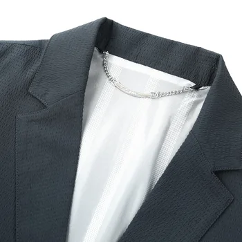 3553-R-Летний однотонный костюм на заказ с короткими рукавами, мужской костюм с V-образным вырезом, облегающий костюм на заказ, черный тренд