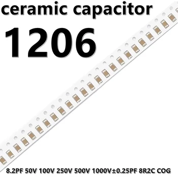 (50шт) 1206 Керамические конденсаторы 8R2C COG3216 SMD 8.2PF 50V 100V ± 0.25PF