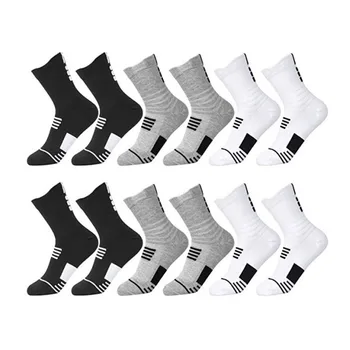 6 Пар мужских баскетбольных носков для бега, высокое качество, весна-осень, комфорт, Дышащие, износостойкие, дезодорирующие Спортивные носки
