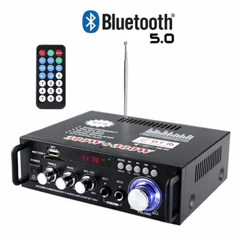 600 Вт Bluetooth-совместимый усилитель для динамиков, 2-канальный Hi-FI Аудио, Стерео Усилитель мощности, USB FM-радио, пульт дистанционного управления автомобильным домашним кинотеатром.