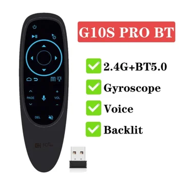 Airmouse Голосовой Пульт Дистанционного Управления С Подсветкой G10S Pro BT Wireless Google Player IR Learning G10 Gyroscope для Android TV Box