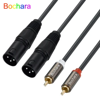 Bochara 2RCA Штекерно-двойной XLR штекерный кабель Аудиокабель OFC с шилом для усилителя, микшера, динамиков 1,5 м 3 м