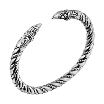 CHUANGCHENG Винтажные украшения Viking Odin's Raven Heads Ragnar Norse Torc Языческий браслет-манжета