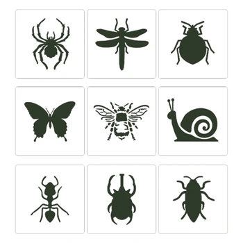 co231 9шт Шаблоны для рисования насекомых и животных 6 