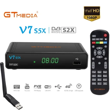 GTMEDIA V7 S5X Спутниковый ТВ-ресивер DVB-S/S2X H.265 (8 бит) Mgcamd CS IKS Biss Ключ Поддерживает YouTube HD 1080P с USB WIFI