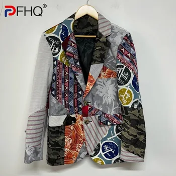 PFHQ Только L-размер, Нишевые блейзеры контрастных цветов, мужские оригинальные куртки для творчества с авангардным принтом, осень 21Z3672