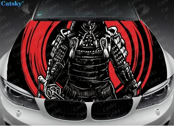 Samurai, Японский самурай, Samurai, Японский самурай, Наклейка со львом на капоте автомобиля, виниловая наклейка на капот, полноцветная графическая наклейка