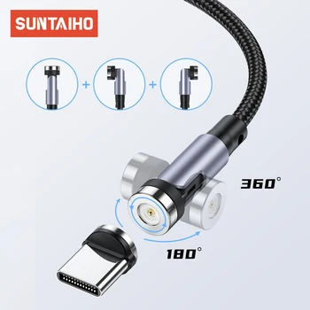 Suntaiho 3 М 2 М 540 Вращающийся Магнитный Кабель USB Type C Для Samsung 23 Xiaomi Huawei 3A Быстрое Зарядное Устройство USB C Магнитный Зарядный Провод Шнур