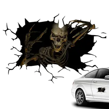 Автомобильные наклейки на Хэллоуин, наклейка на автомобиль с черепом, украшение ужасов, создающее настроение Хэллоуина, Прочная адгезия к гоночному пикапу