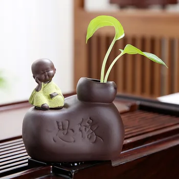 Аксессуары для чайной церемонии Zisha Кунг-фу, Чайный питомец Творческой личности Маленького Монаха, может выращивать Чайный столик в чайной комнате, Гидропонику