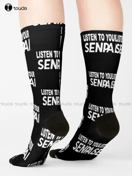 Аниме Одежда Носки Мужские Черные носки для экипажа Персонализированные Пользовательские Унисекс Носки для взрослых подростков и молодежи 360 ° Цифровая печать HD Высокое качество