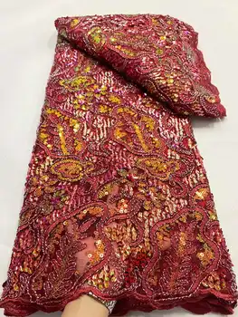 Африканская кружевная ткань с пайетками 2024, Высококачественная кружевная ткань с Нигерийской вышивкой, кружевные ткани для свадебного шитья DP