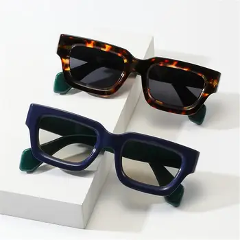 Брендовые Дизайнерские Прямоугольные Солнцезащитные очки, Мужские Ретро-оттенки, Мужские Солнцезащитные очки в толстой оправе, Винтажные Велосипедные очки для вождения UV400, оттенки Y2K