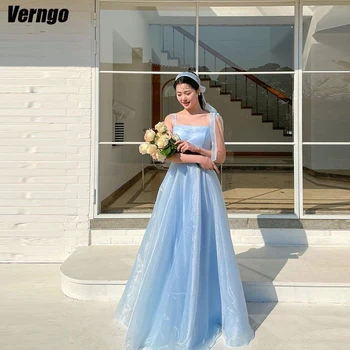 Вечерние платья Verngo из органзы трапециевидной формы на бретельках-спагетти, платье для выпускного вечера 2024, Длинное платье для официальных мероприятий в Корее на шнуровке