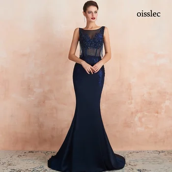 Выпускное платье Oisslec, вечернее платье с кисточками, коктейльные платья с бисером, платья знаменитостей с аппликацией, вечернее платье без задника, облегающее платье на заказ