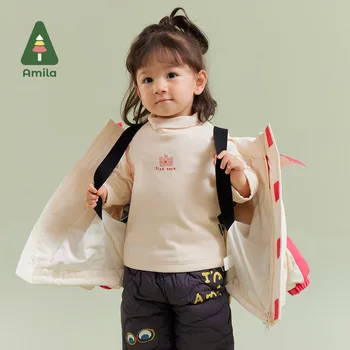 Детский пуховик Amila Baby 2023, Новинка зимы, разноцветный теплый жилет с вышивкой пастернака   Детская одежда