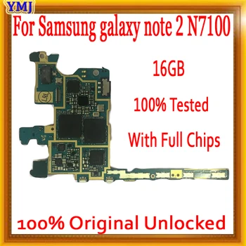 Европейская версия разблокирована и 100% оригинальная основная плата для Samsung Galaxy Note 2 Материнская плата N7100 с чипами Бесплатная доставка