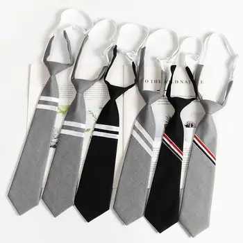 Женский галстук JK в короткую полоску, свободный, серый, в стиле колледжа, в стиле ретро, рубашка с галстуком TB, мужская рубашка DK.