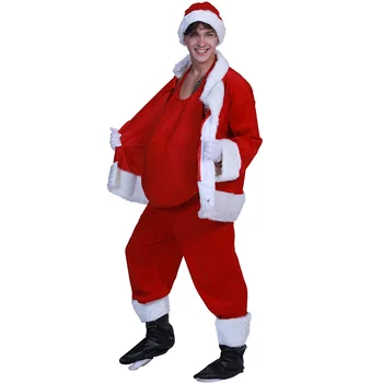 Забавный унисекс Санта Клаус Поддельный Живот Рождественское сценическое шоу Реквизит Аксессуары Одеваются Косплей Рождественская вечеринка Вещи, красный