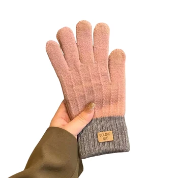Зимние перчатки унисекс, трикотажные, ветрозащитные, однотонные, с сенсорным экраном, перчатки для текстовых сообщений для женщин, зимний подарок для девочек