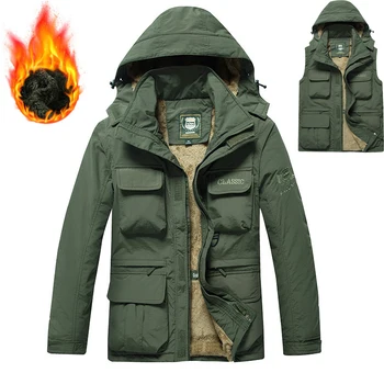 Зимние Уличные Тактические куртки, Флисовый жилет со съемным рукавом и капюшоном, пальто для отдыха, мужчин, кемпинга, охоты, Jaqueta Masculina M-4XL