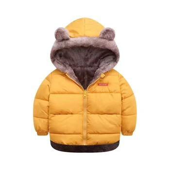Зимняя теплая куртка с меховым воротником, пуховик, одежда для мальчиков и девочек, утолщенная одежда для малышей от 1 до 6 лет, корейская версия детской одежды