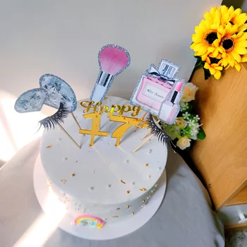 Золотой Счастливый 17 21 30 40 50 60-й Акриловый Топпер Для Торта На День Рождения С Цифрами Для Выпечки Торта Топперы для Украшения Торта на День Рождения Новый