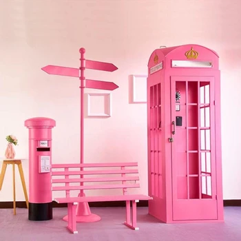 Изготовленная на заказ лондонская телефонная будка, розовая телефонная будка, художественное оформление на открытом воздухе, розовая телефонная будка, реквизит для фотосъемки на свадьбу