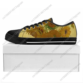 Картина маслом Ван Гога Подсолнух Низкая высококачественная спортивная обувь Мужчины Дамы Подростки Парусиновая обувь Пара обуви на заказ
