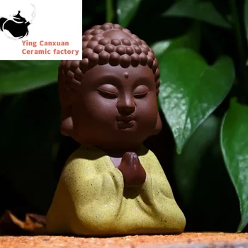 Китайские глиняные чайные украшения Двусторонняя фигурка Будды Идол Креативные украшения для дома Кунг-фу Чай Домашнее украшение для чая Мин
