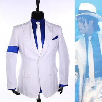 Классический костюм Майкла Джексона в гладкую криминальную полоску, пиджак, блейзер, полный комплект для фанатов, имитация вечеринки, подарок на заказ