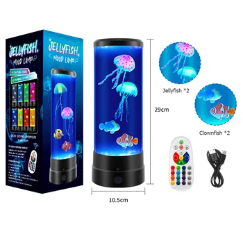 Лампа в виде медузы, светодиодный ночник для аквариума, пульт дистанционного управления, 17 цветов, меняющих украшение дома, освещение, атмосферная лампа, подарок для детей