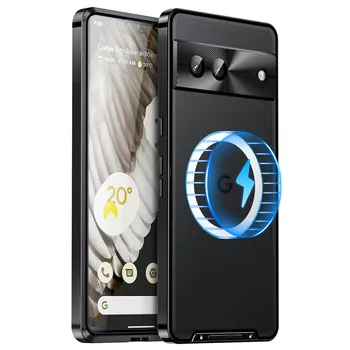 Металлический бампер, акриловая задняя крышка, магнитный чехол для телефона Googel Pixel 7 Pro, алюминиевые магнитные чехлы, беспроводная зарядка