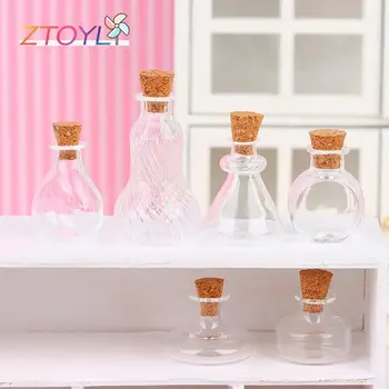 Миниатюрная ваза для кукольного домика 1:12, стеклянная бутылка, бутылка для хранения желаний, бутылка с пробкой, ваза, баночка для конфет, модель декора кукольного домика