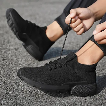 Модная повседневная обувь с носками, легкая нескользящая дышащая спортивная мужская обувь большого размера, черная обувь, модные мужские кроссовки