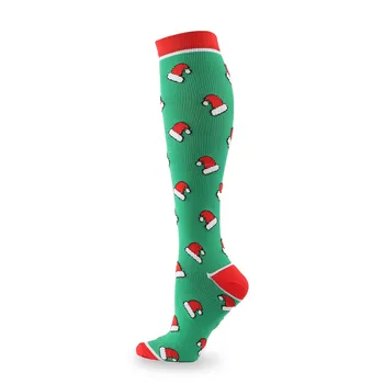 Модные рождественские носки для отдыха для мужчин и женщин, спортивные эластичные компрессионные носки с длинным рукавом, подарочные носки
