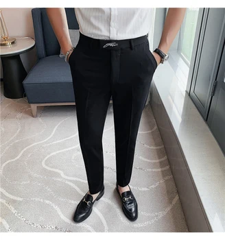 Мужские официальные брюки Весенняя новинка, горячая корейская версия, узкие костюмные брюки, деловая мода, однотонные повседневные брюки, мужская одежда